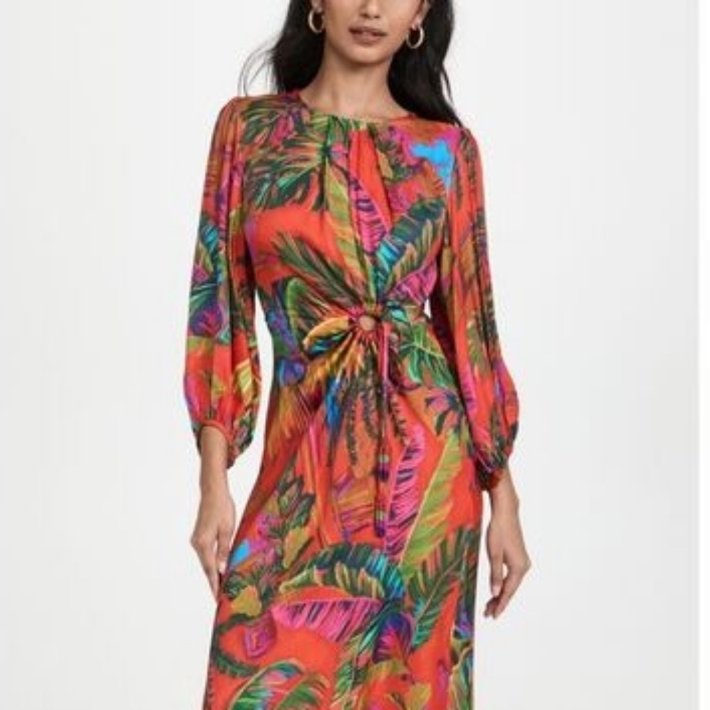 NWT Farm Rio Urban Jungle Multi Color Midi Dress Small - Picture 3 of 14